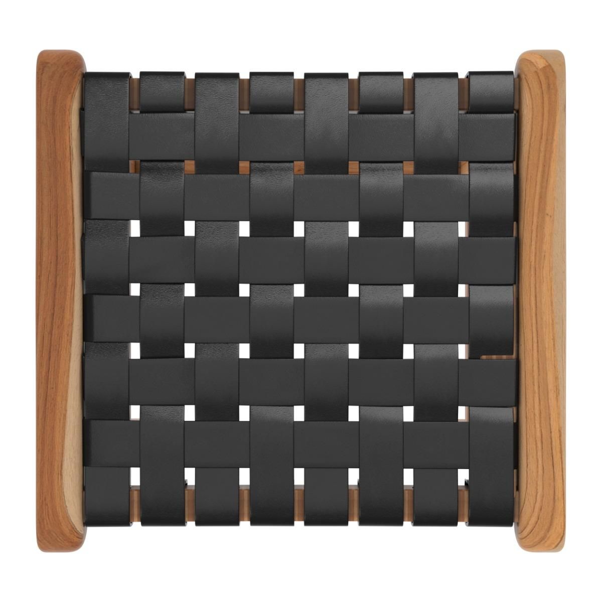 Rendez vous déco Tabouret pour îlot central 68 cm en teck et cuir tressé marron - Kuna