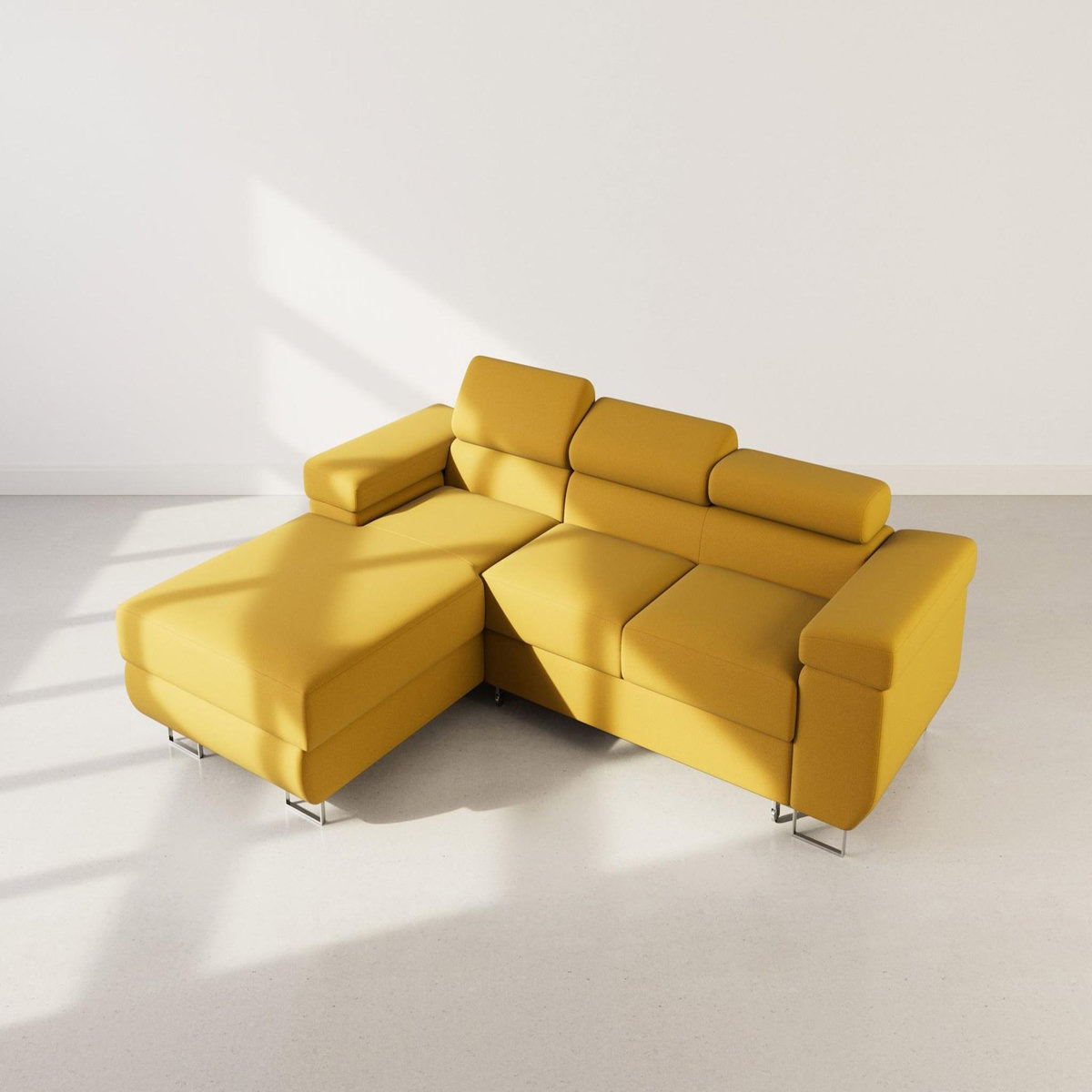 BEST MOBILIER Pablo - canapé d'angle gauche - 6 places - convertible avec coffre et têtières réglables - en velours