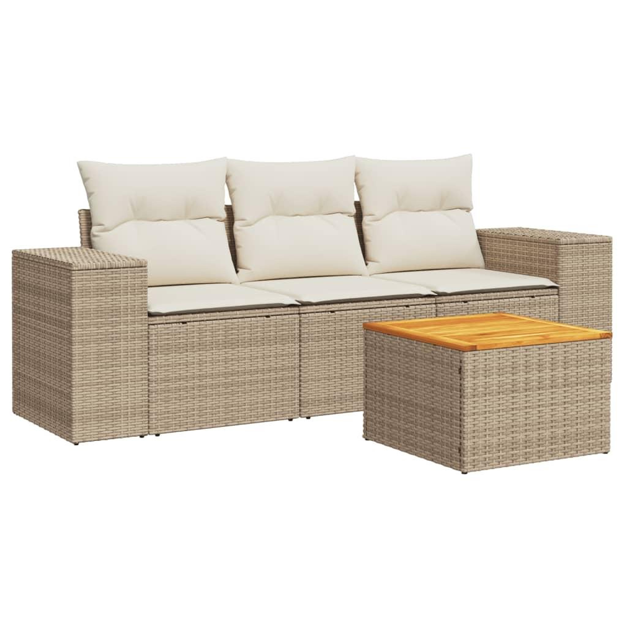 Voir la diapositive 2 : VIDAXL Salon de jardin avec coussins 4 pcs beige resine tressee