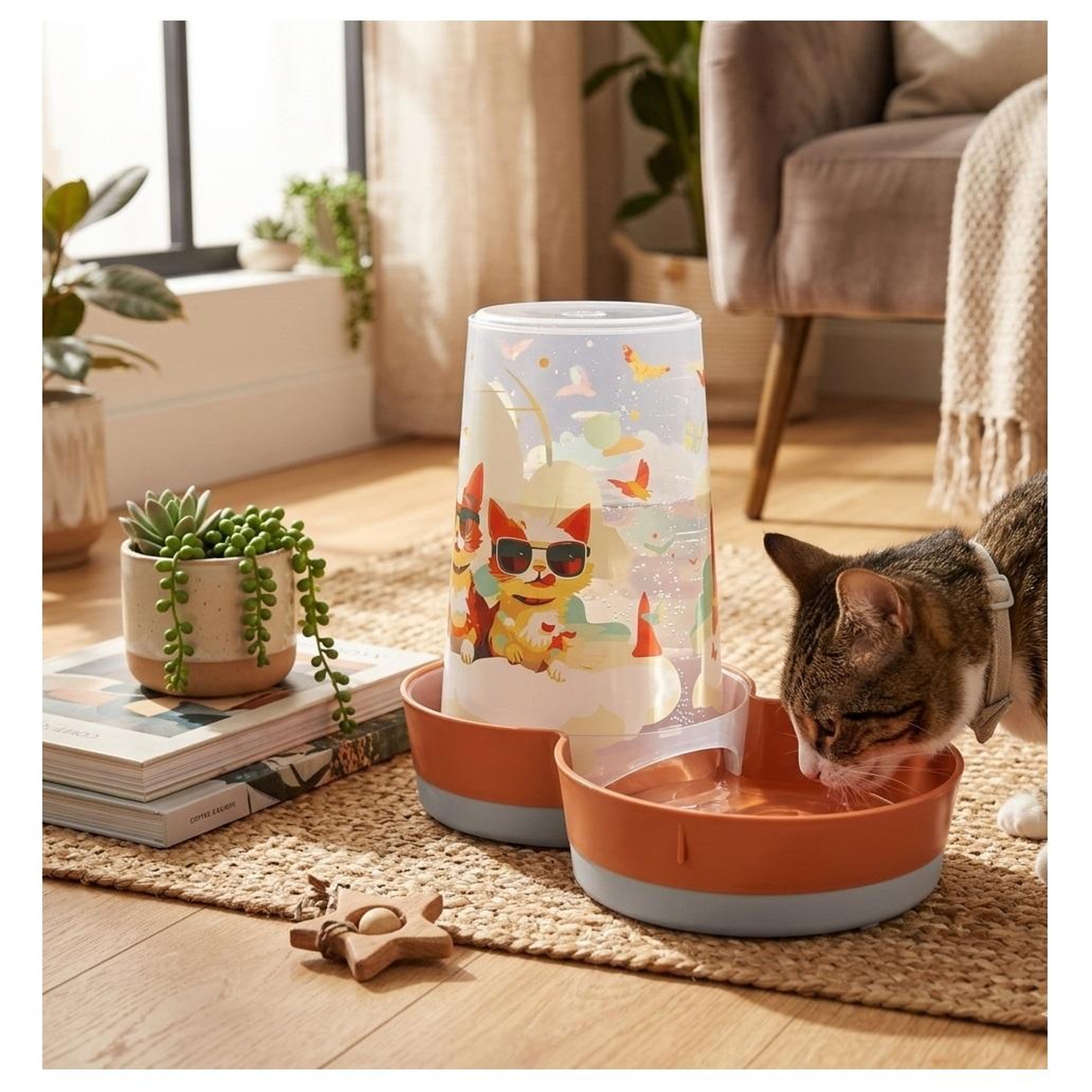 Voir la diapositive 4 : Eden Distributeur d'eau ou de nourriture chat au soleil