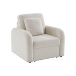SWEEEK Fauteuil tissu bouclette blanche. lignes arrondies. Milano. L 90 x P 85 x H 85cm