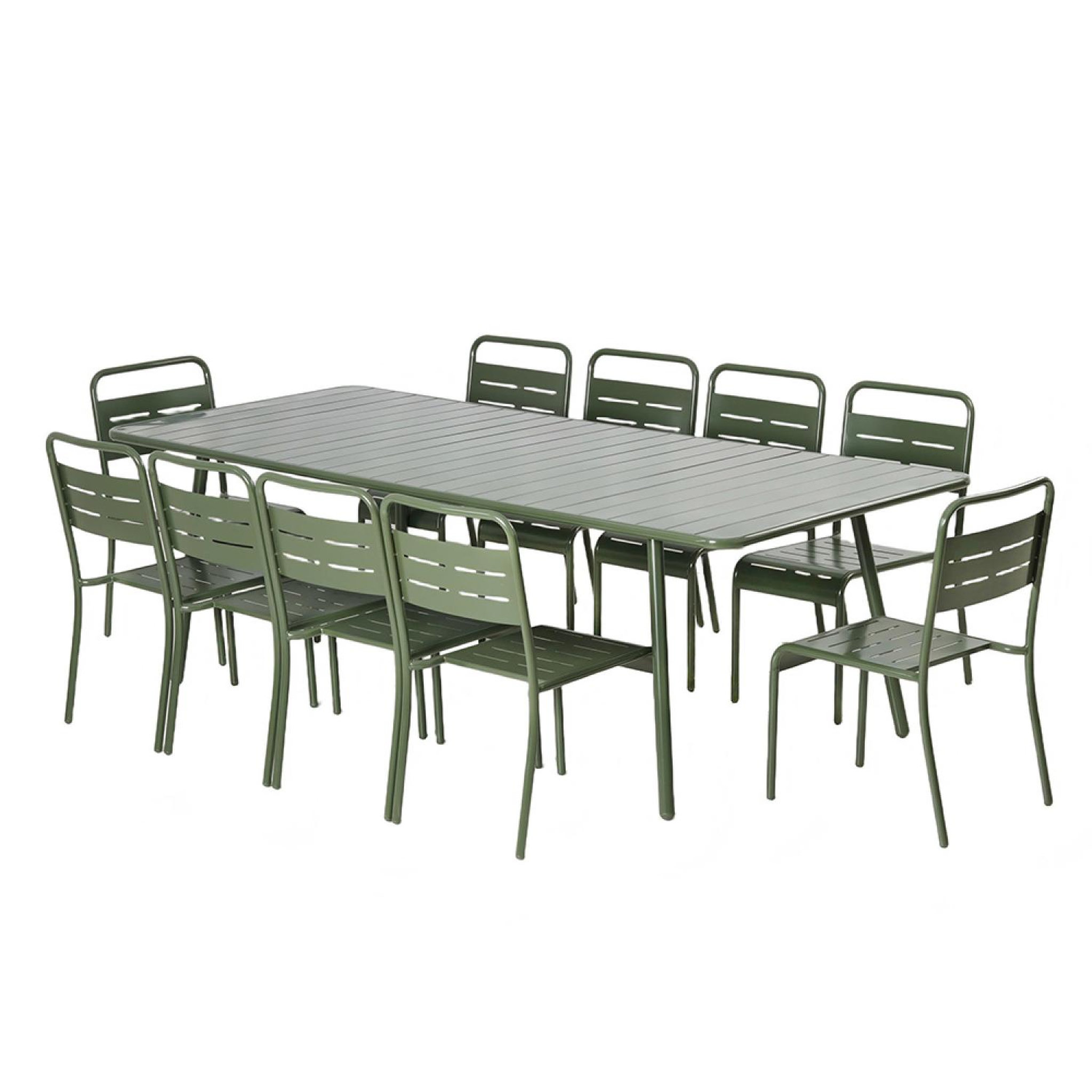 CONCEPT USINE Ensemble table de jardin 234 cm et 10 chaises vert bergame