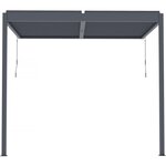 Habitat et Jardin Pergola bioclimatique adossée avec led  Windsor  - 3 x 4 m - Anthracite