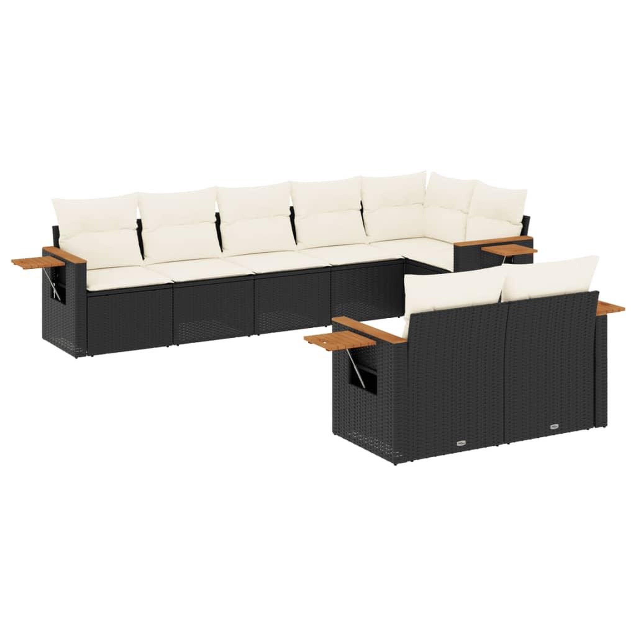 Voir la diapositive 2 : VIDAXL Salon de jardin 8 pcs avec coussins noir resine tressee