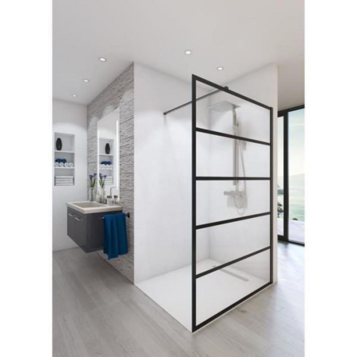 AURYS AURYS Paroi de douche en kit BALEARES ATELIER N°2 - Verre Timeless 8 mm trempé by Saint-Gobain - L.120 cm x H.198 cm