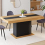 Voir la diapositive 4 : ID MARKET Table à manger extensible rectangle EDEN 6-10 personnes bois et noir bande centrale noire 160-200 cm
