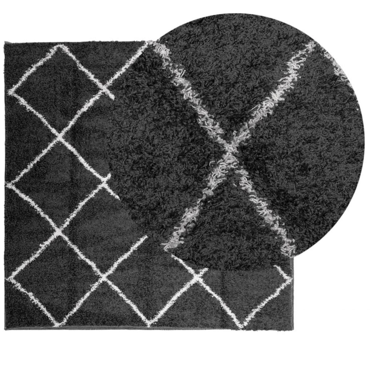 VIDAXL Tapis shaggy a poils longs moderne noir et creme 120x120 cm