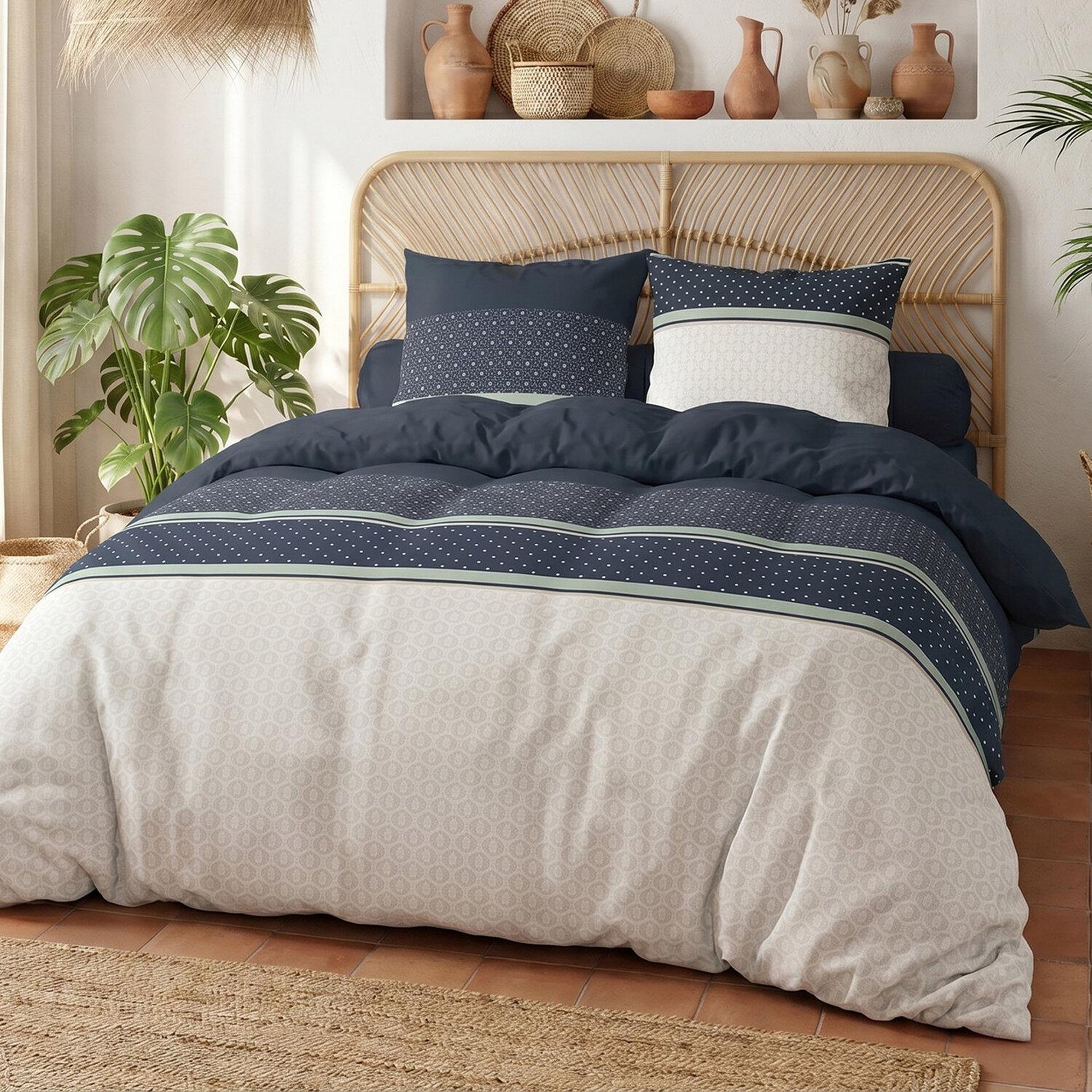 Voir la diapositive 2 : ATELIER DU COTON Parure housse de couette en coton 57 fils andy