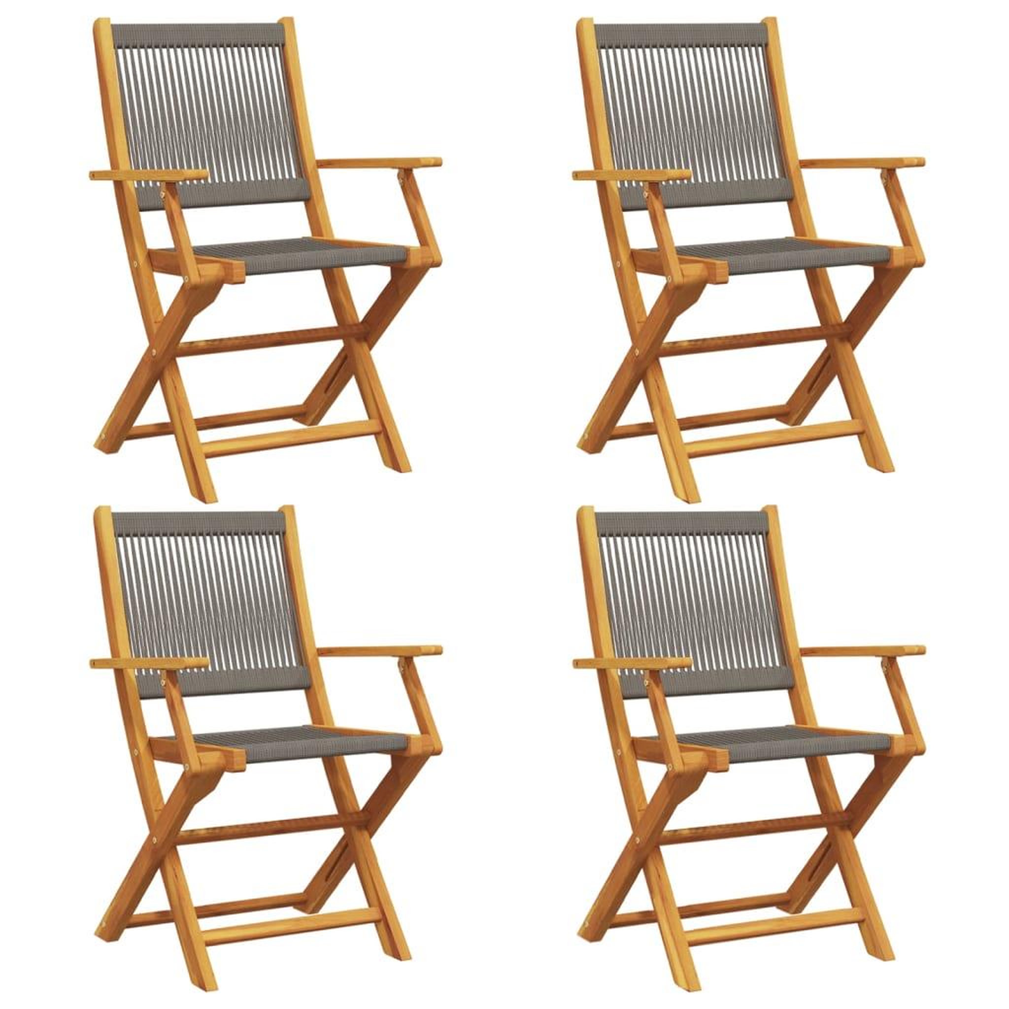 Voir la diapositive 2 : VIDAXL Chaises pliables de jardin 4 pcs gris bois d'acacia massif