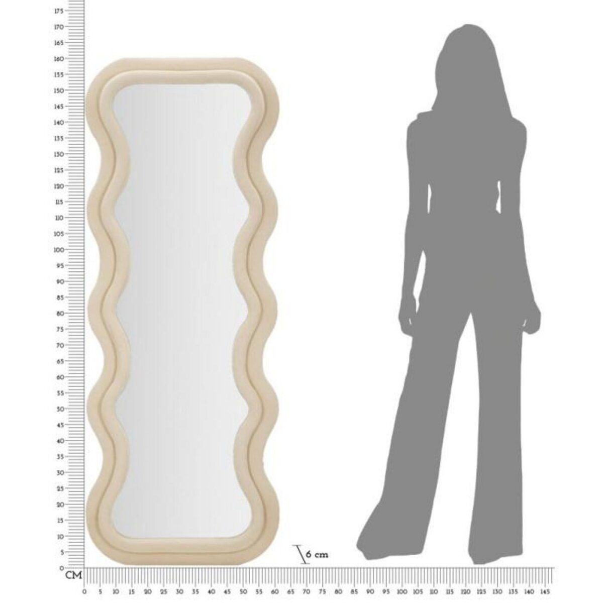 Paris Prix Miroir Mural en Velours  Emily  160cm Crème