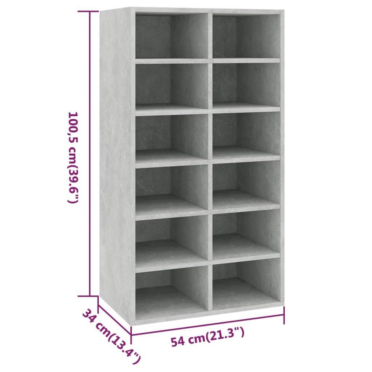 VIDAXL Etagere a chaussures Gris beton 54x34x100,5 cm Bois ingenierie