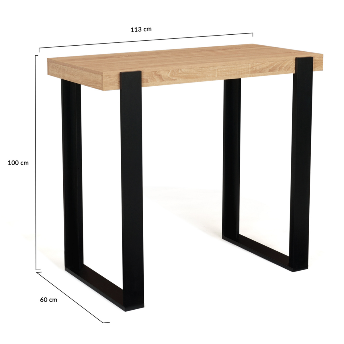 ID MARKET Table haute de bar PHOENIX bois et noir 113 cm