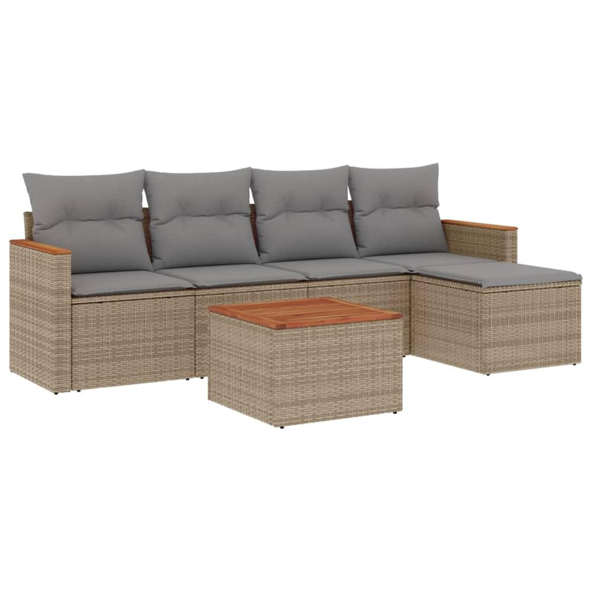Voir la diapositive 2 : VIDAXL Salon de jardin avec coussins 6 pcs beige resine tressee