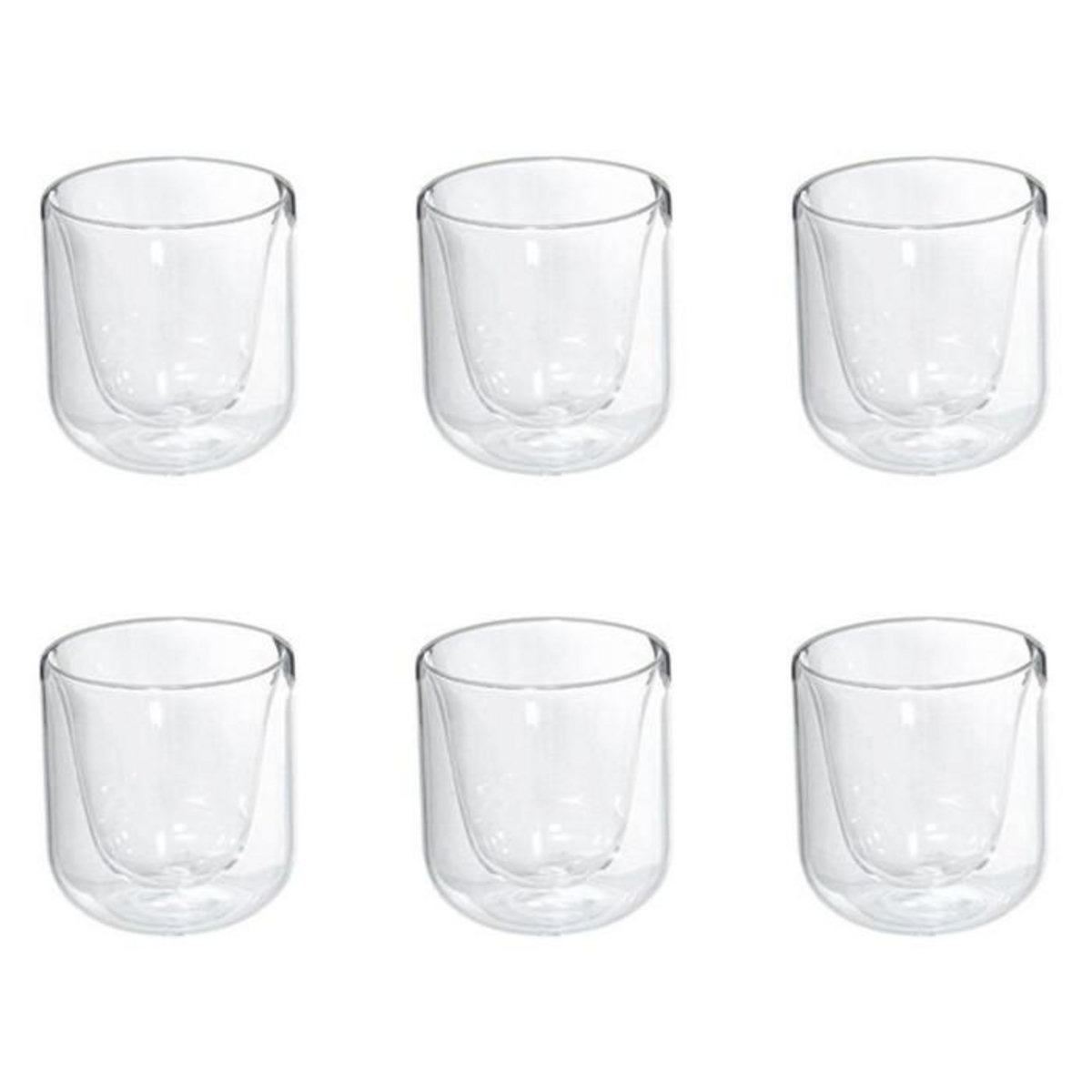 SECRET DE GOURMET Lot de 6 Tasses Double Paroi  Forte  20cl Transparent