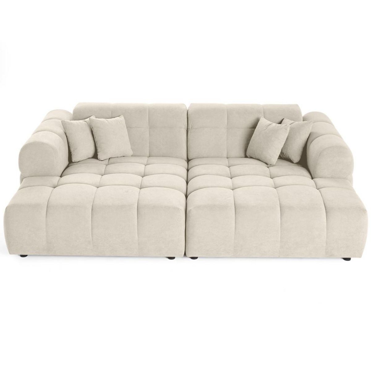 LISA DESIGN Ray - canapé droit 4 places avec double méridienne - assise profonde - en tissu texturé