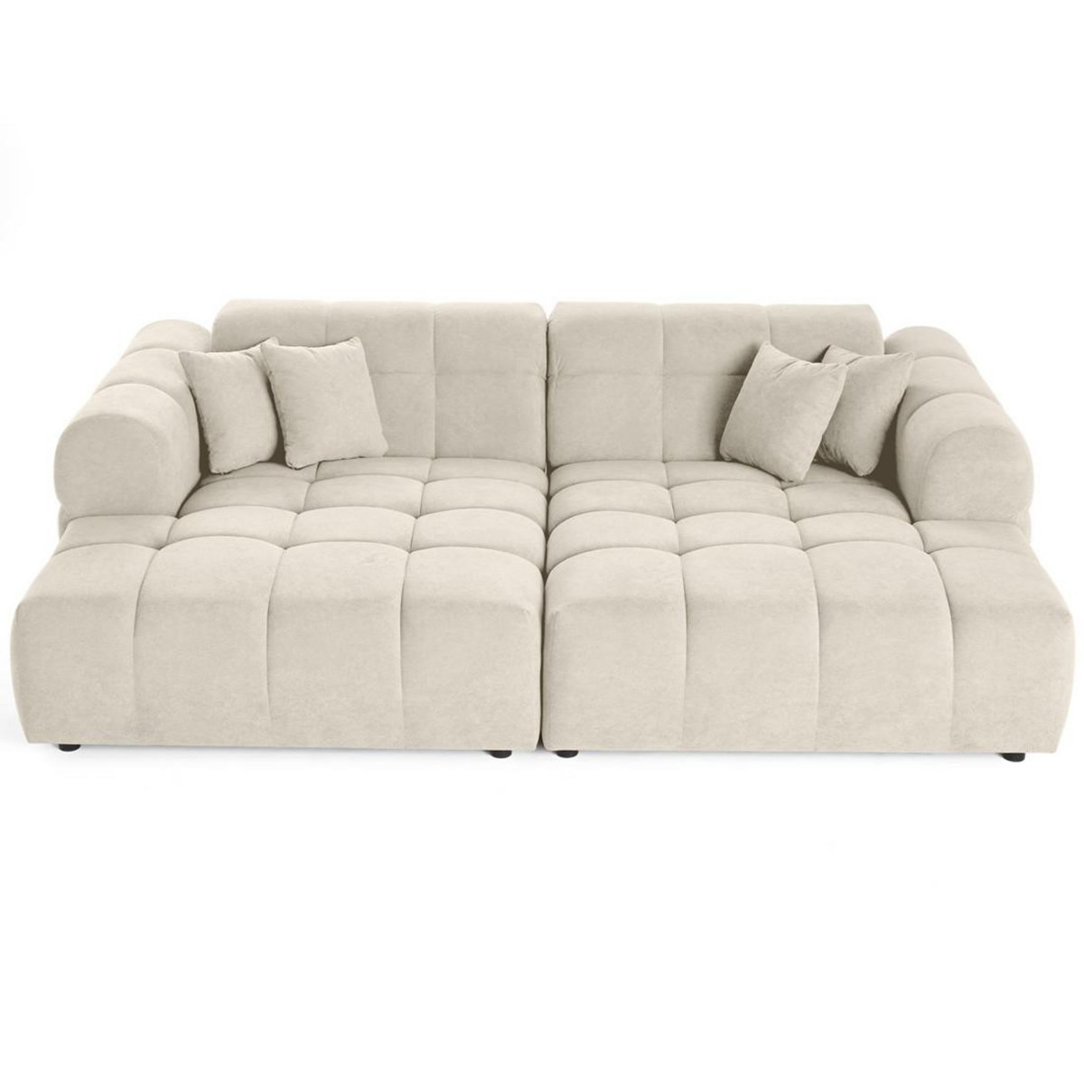 LISA DESIGN Ray - canapé droit 4 places avec double méridienne - assise profonde - en tissu texturé