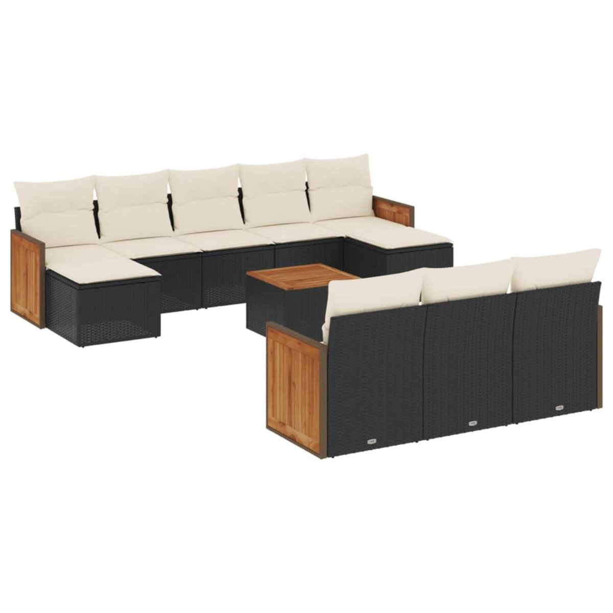VIDAXL Salon de jardin 11 pcs avec coussins noir resine tressee