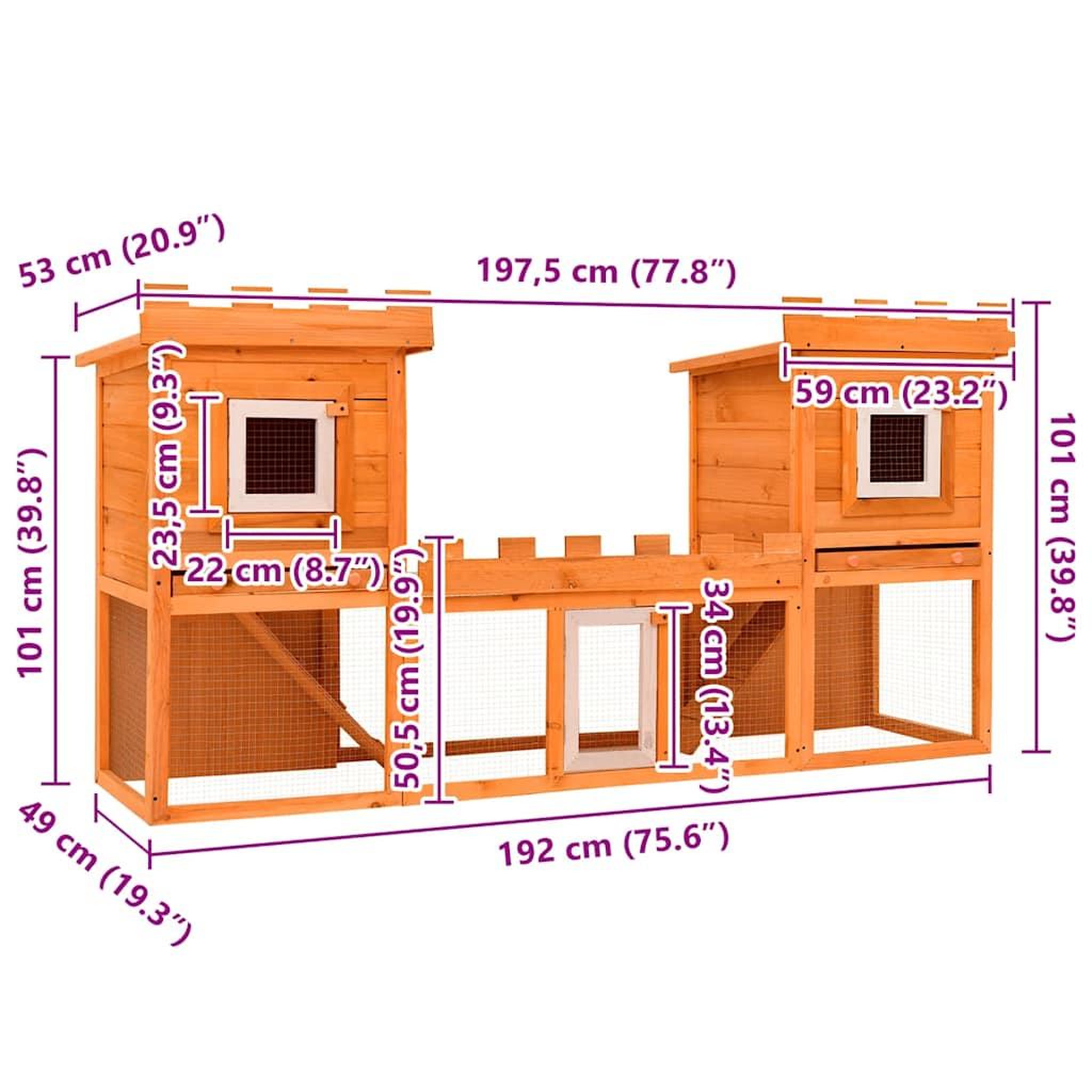 Voir la diapositive 6 : VIDAXL Clapier large d'exterieur avec maison double