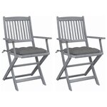 VIDAXL Chaises pliables d'exterieur lot de 2 et coussins Bois d'acacia