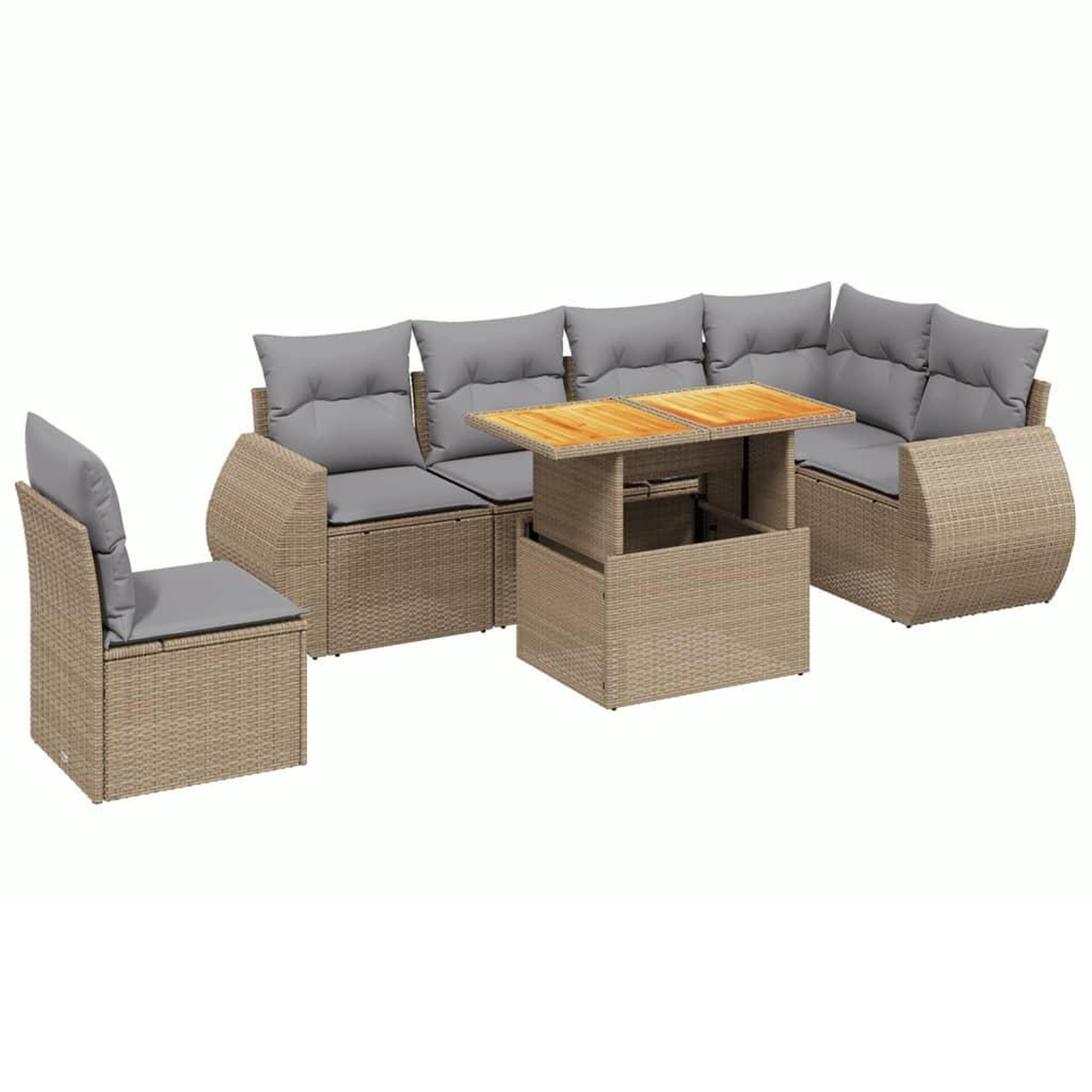 Voir la diapositive 2 : VIDAXL Salon de jardin avec coussins 7 pcs beige resine tressee