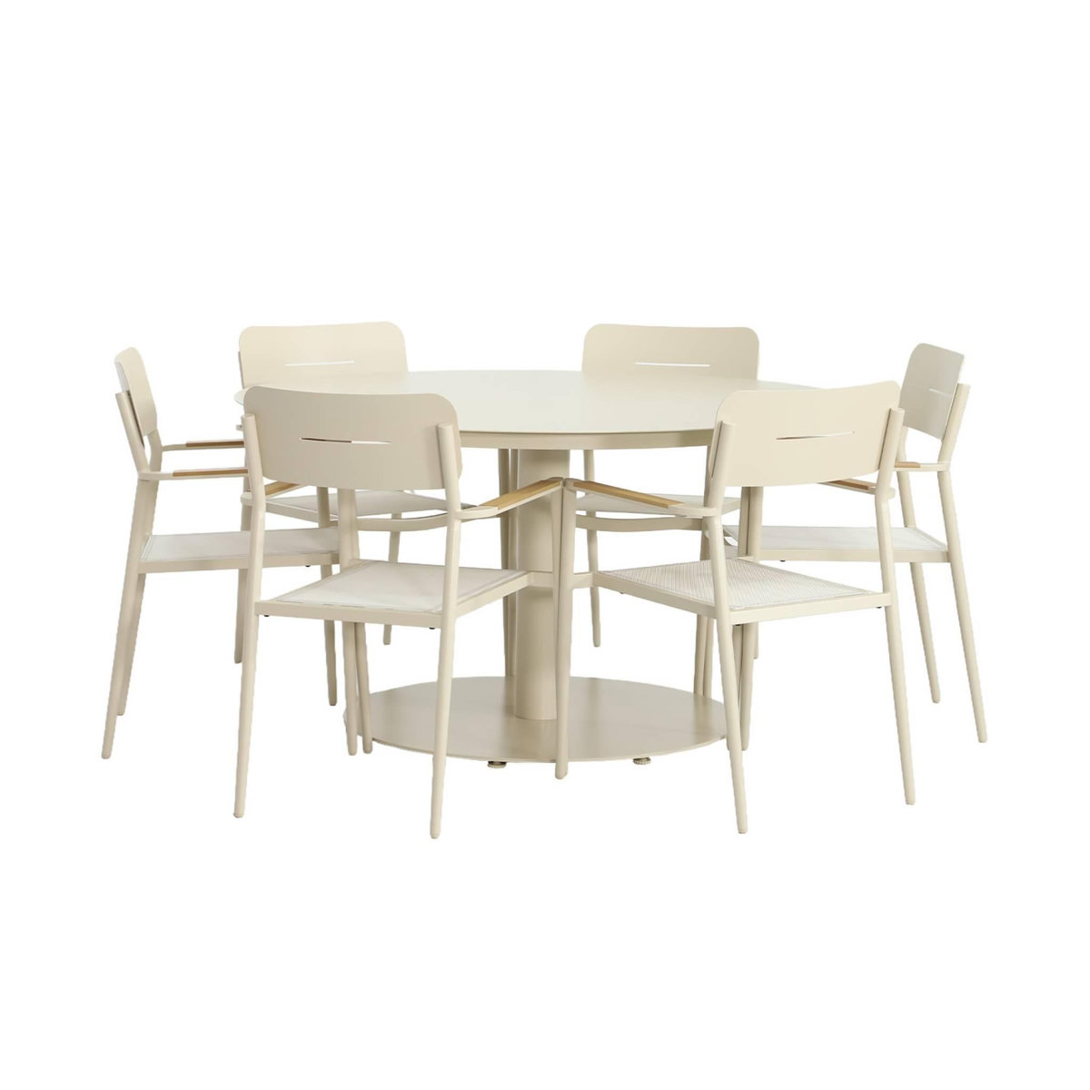 SWEEEK Table de jardin ronde aluminium + 6 assises - Oreva / Fira