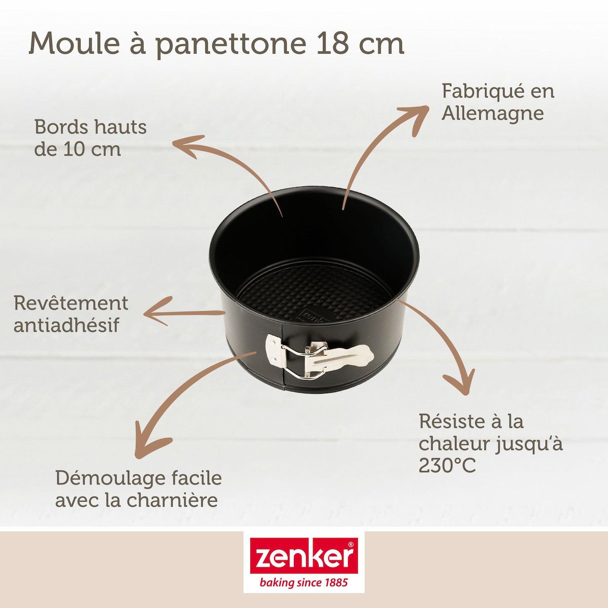 ZENKER Set pâtisserie avec moule à panettone 18 cm, 2 bols à mixer, verre mesureur et spatule Zenker