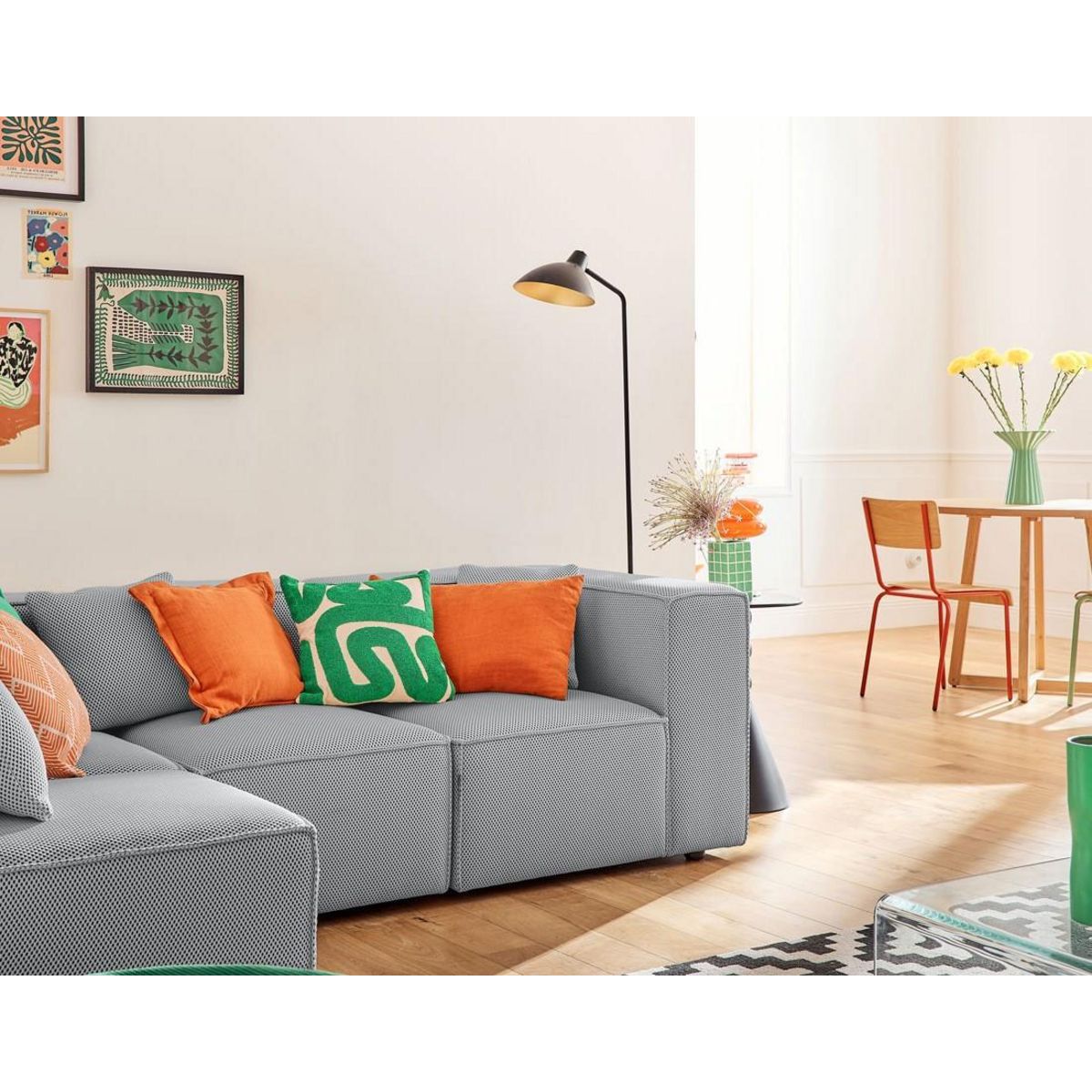 LISA DESIGN Arty - canapé modulable d'angle gauche 5 places - en tissu mailles 3d