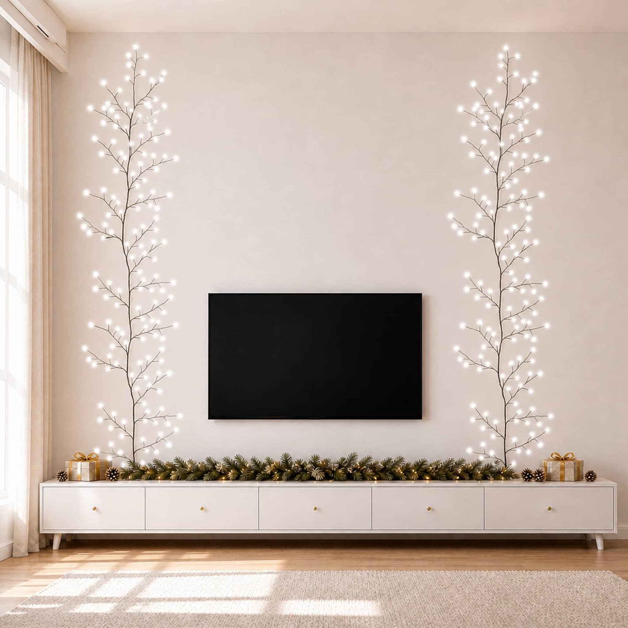 Voir la diapositive 2 : VIDAXL Decoration de Noël en liane de saule a LED 2 pc Noir 270 cm