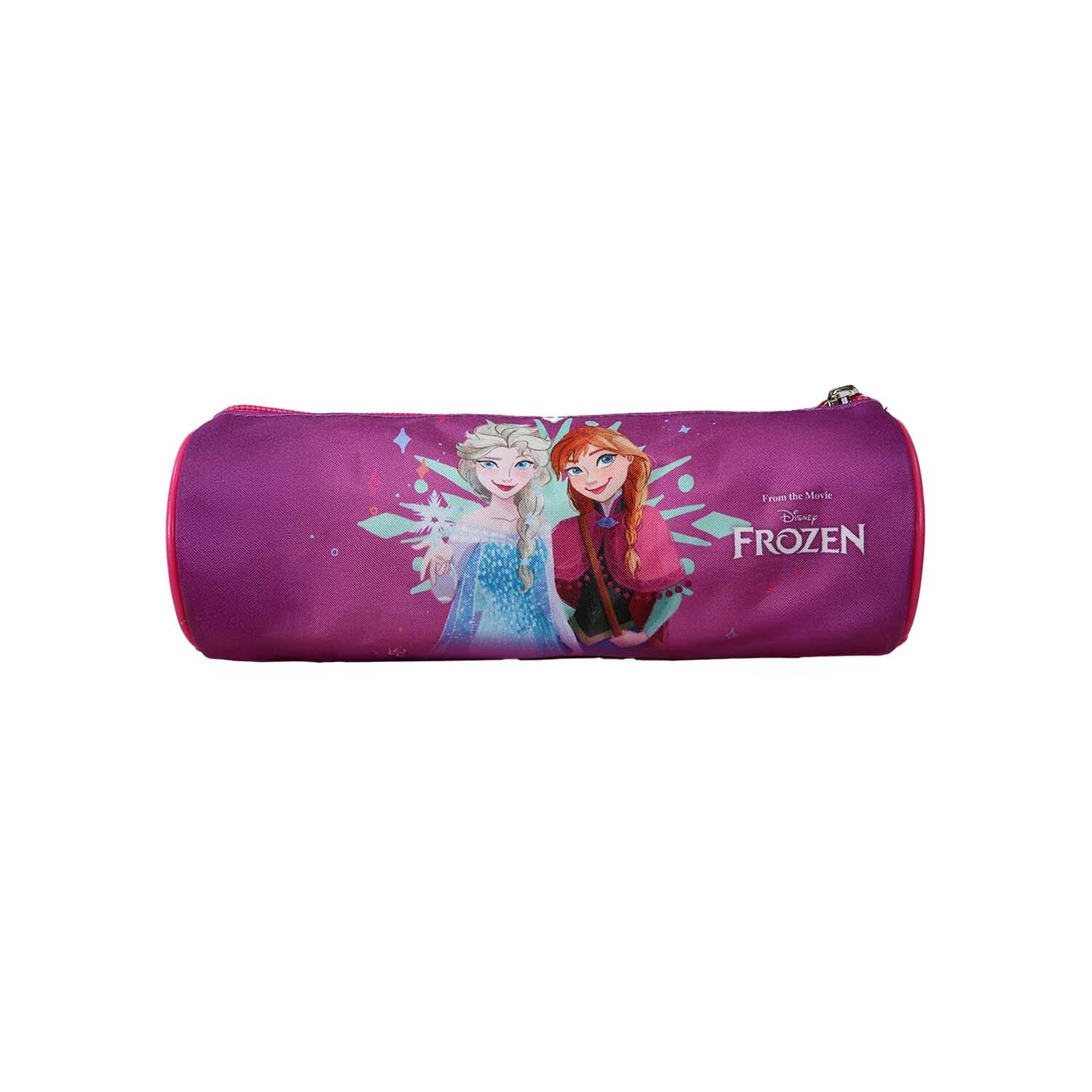 Voir la diapositive 2 : Bagtrotter Disney Frozen - La Reine des Neiges - Trousse Scolaire Ronde - Rose/Violet - Fille - 1 Compartiment