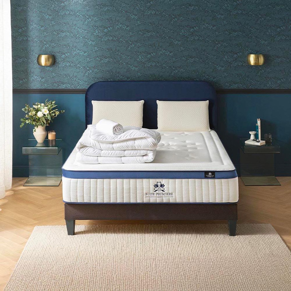 SUITE ETOILEE SUITE ETOILEE | Pack Prêt à dormir SUITE PRINCIERE | Matelas Micro-ressorts + Sommier + Accessoires