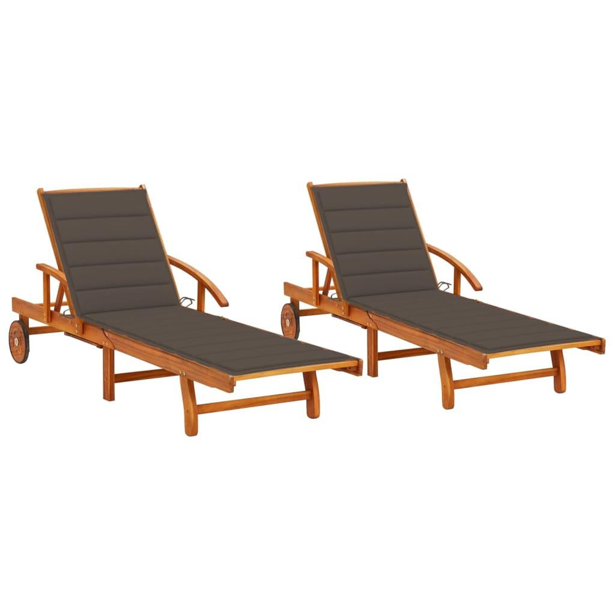 VIDAXL Chaises longues lot de 2 avec coussins Bois d'acacia solide