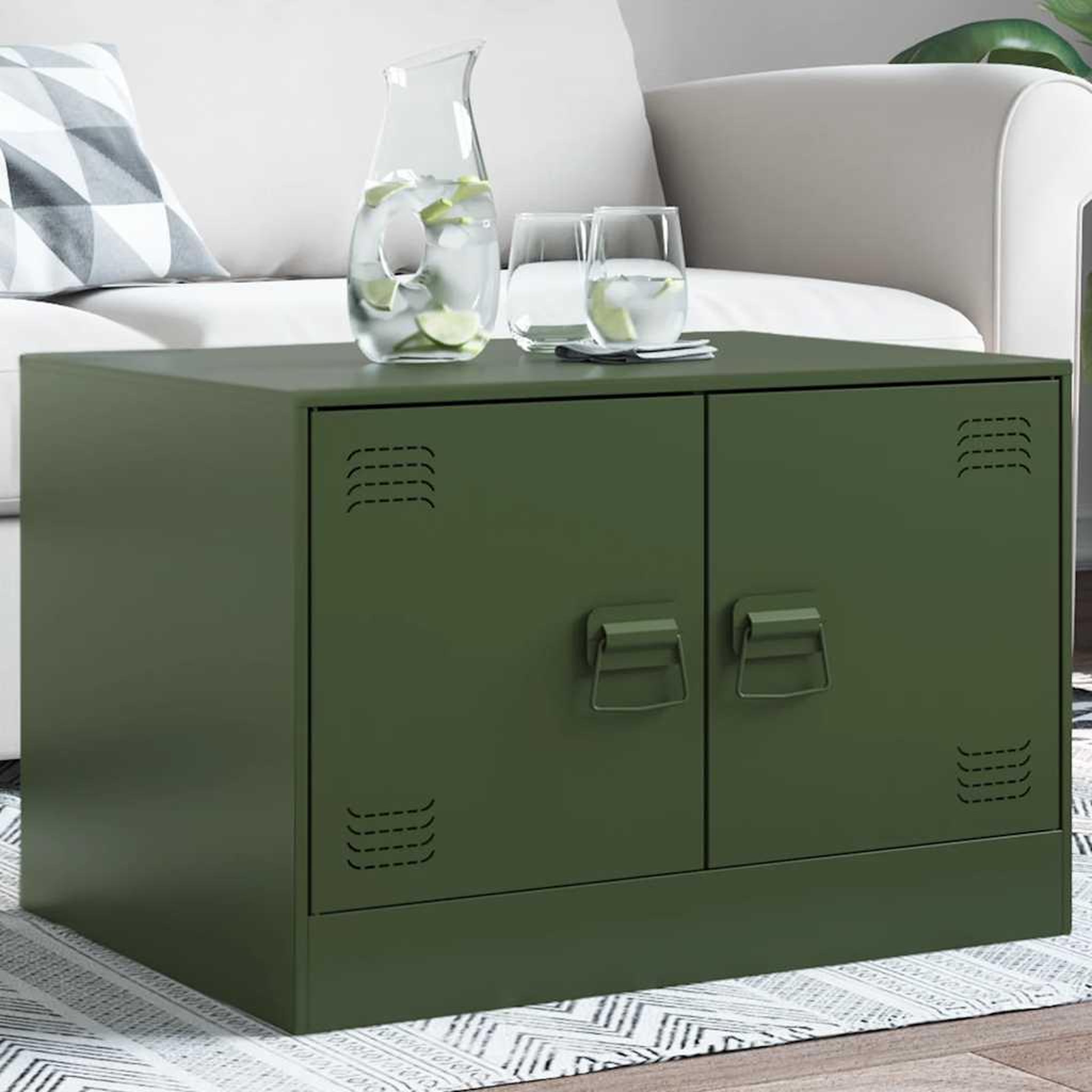 VIDAXL Table basse vert olive 67x50x44 cm acier
