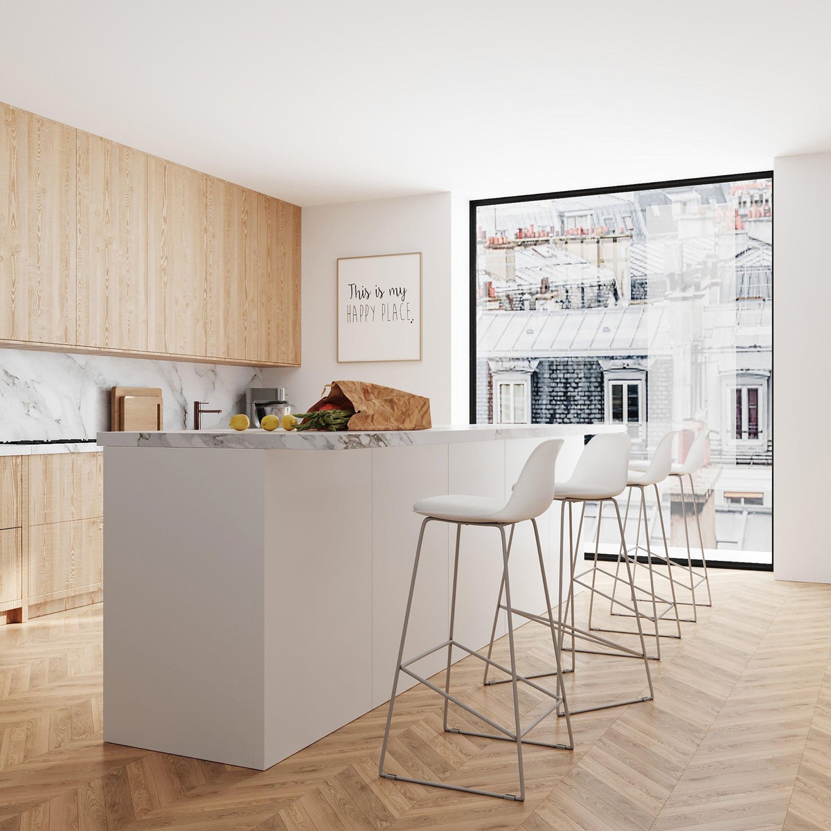 Rendez vous déco Lot de 2 chaises de bar blanches 75 cm - Leni