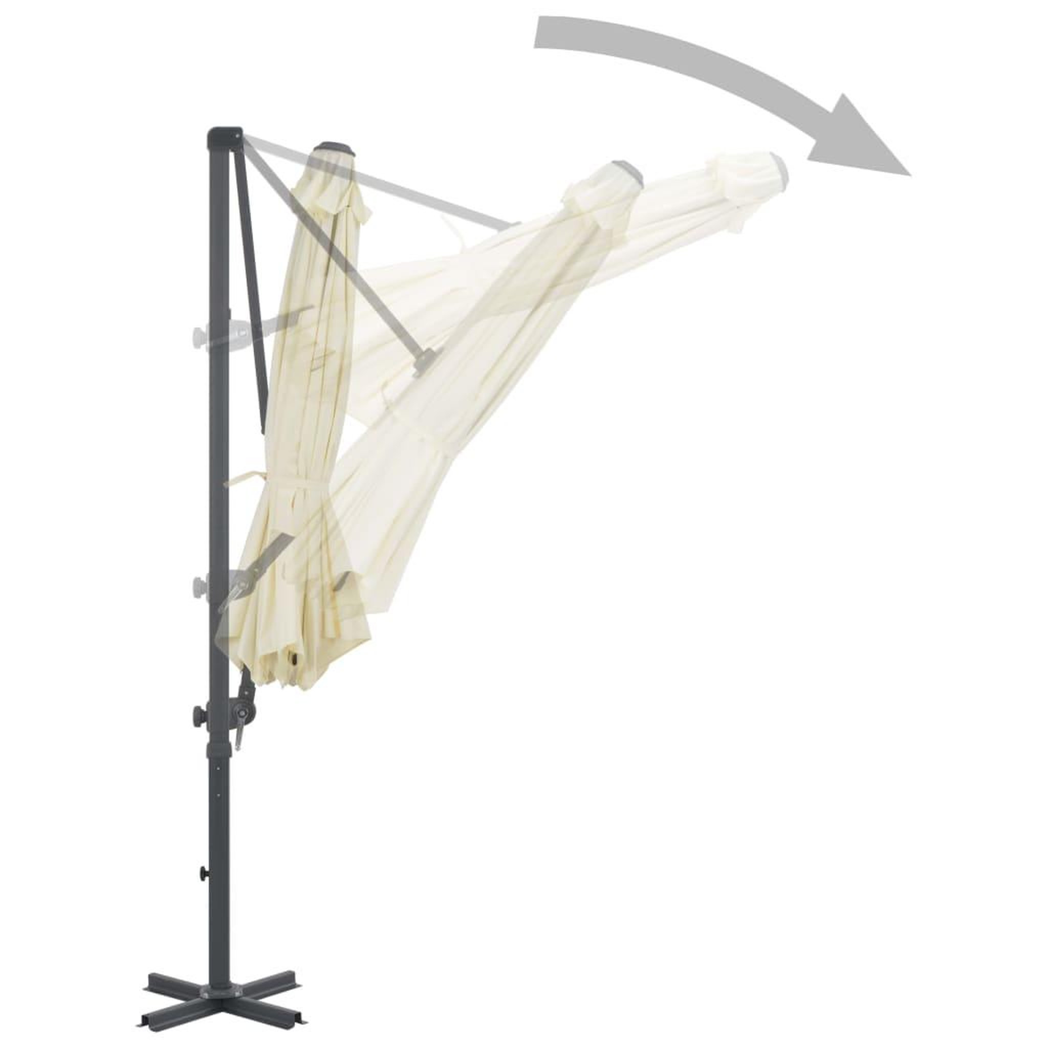 Voir la diapositive 4 : VIDAXL Parasol de jardin en porte-a-faux et poteau en aluminium sable
