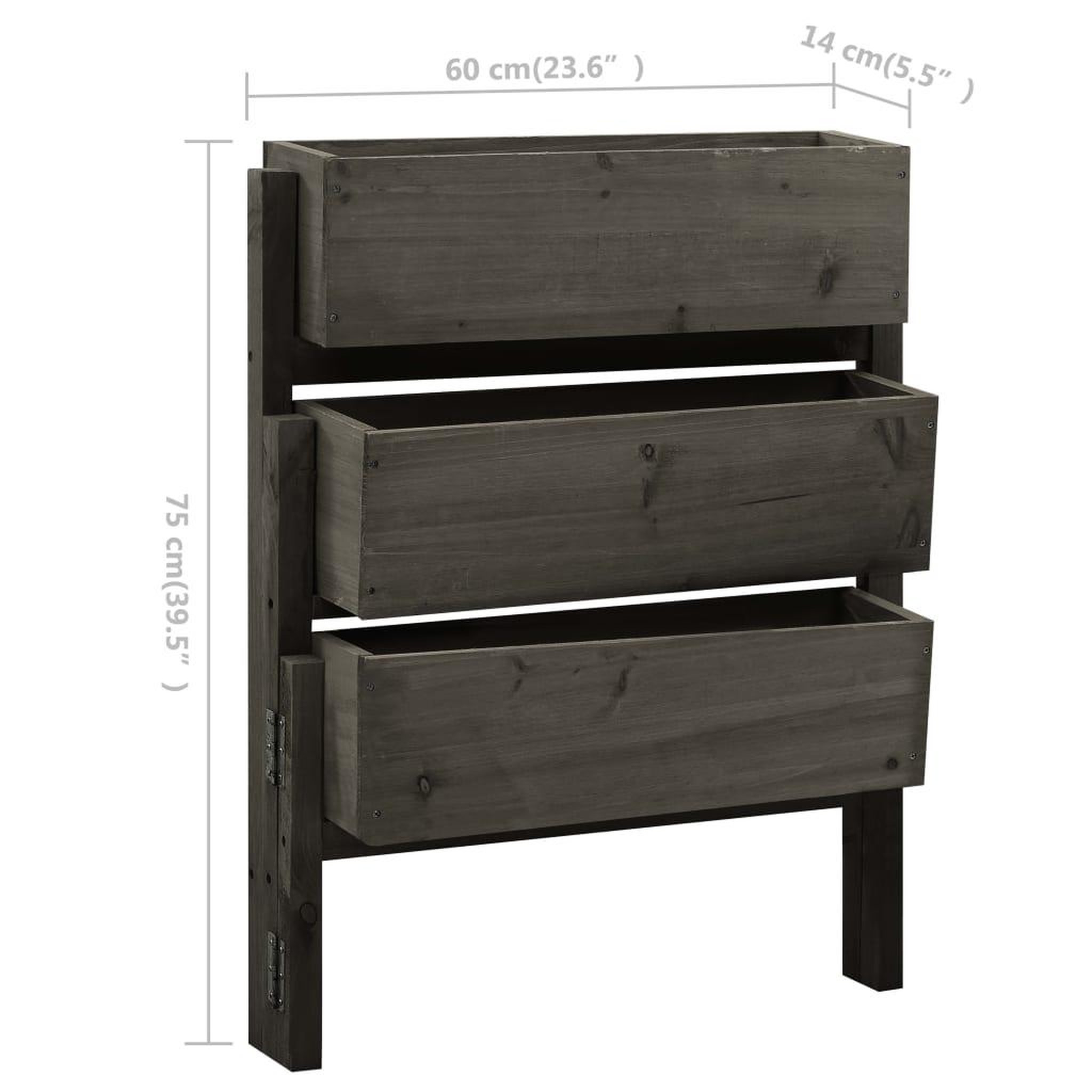 Voir la diapositive 6 : VIDAXL Jardiniere pliable de jardin Gris 60x14x75 cm Bois de sapin