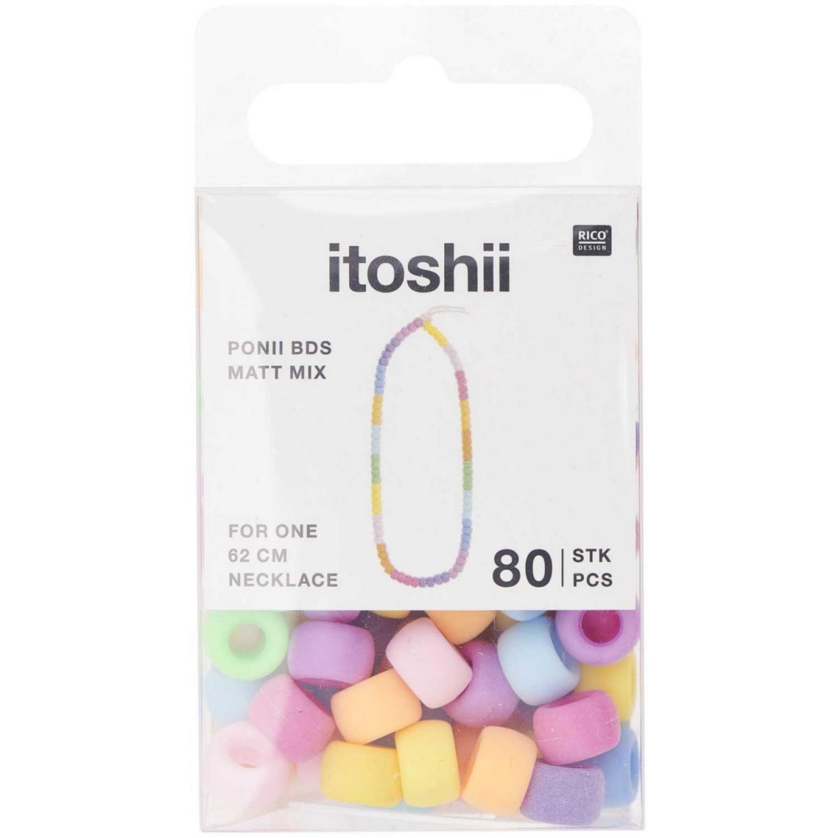 RICO DESIGN Itoshii pack de 80 perles Ponii Mat mix