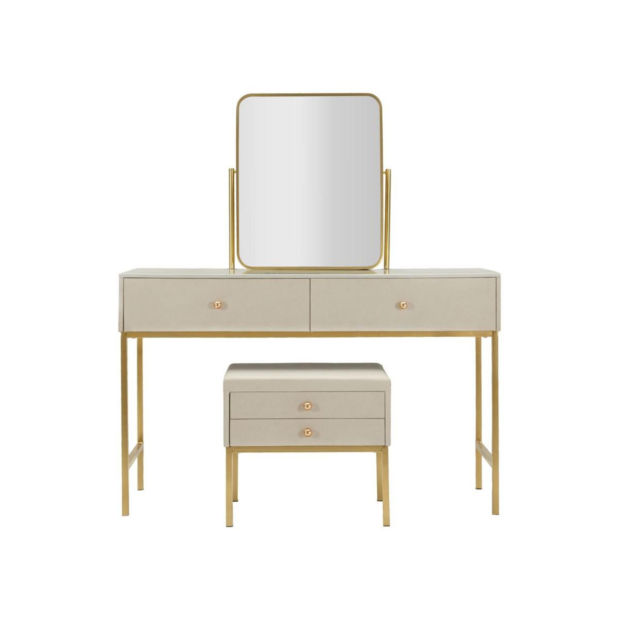 Voir la diapositive 2 : Paris Prix Coiffeuse avec tabouret  luxury  120cm beige & or