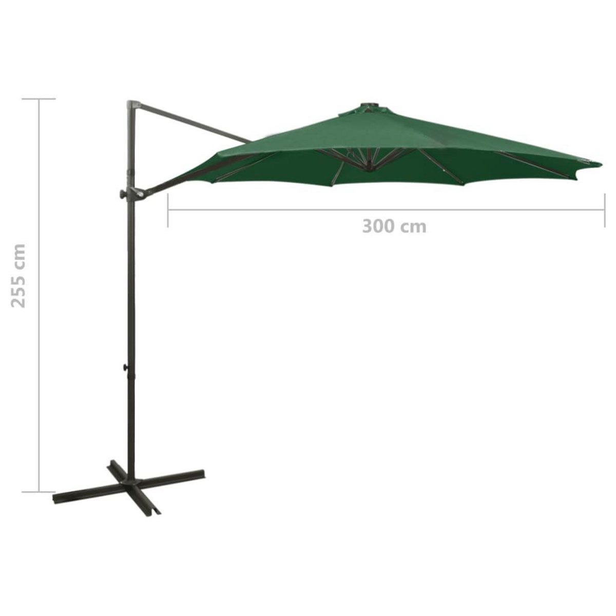 VIDAXL Parasol de jardin en porte-a-faux et mat et lumieres LED vert