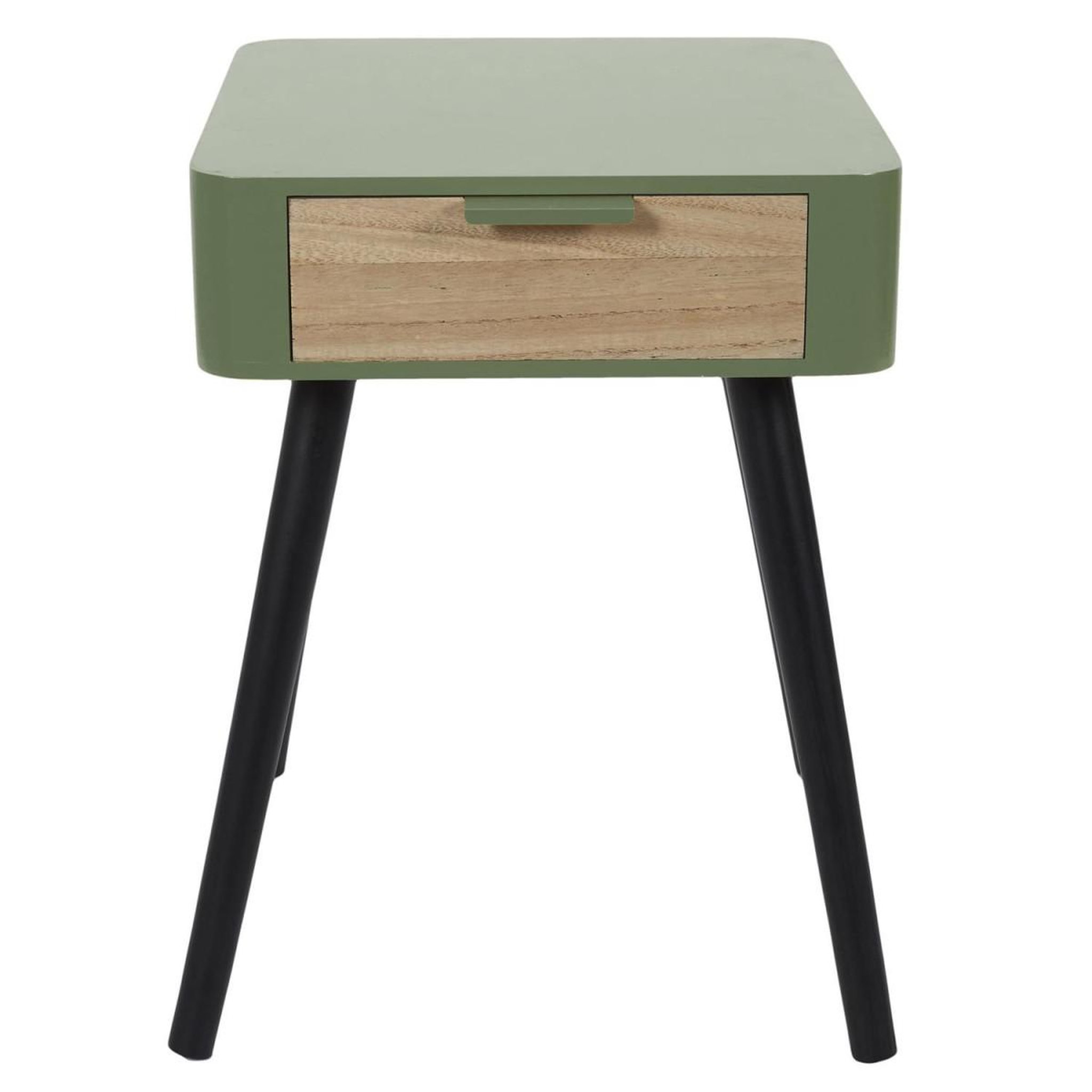 Voir la diapositive 2 : The Home Deco Factory Table de chevet 1 tiroir  bois  48cm vert kaki