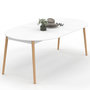 Voir la diapositive 1 : ID MARKET Table à manger extensible ronde ANGELA 4-10 personnes blanc pied bois 110 - 200 cm