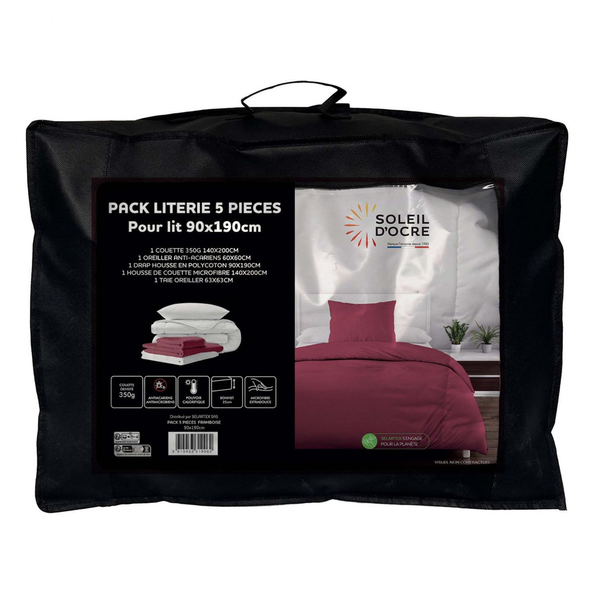 SOLEIL D'OCRE Ensemble couette et parure 5 Pièces BOHEME pour lit en 90x190 cm, par Soleil d'ocre