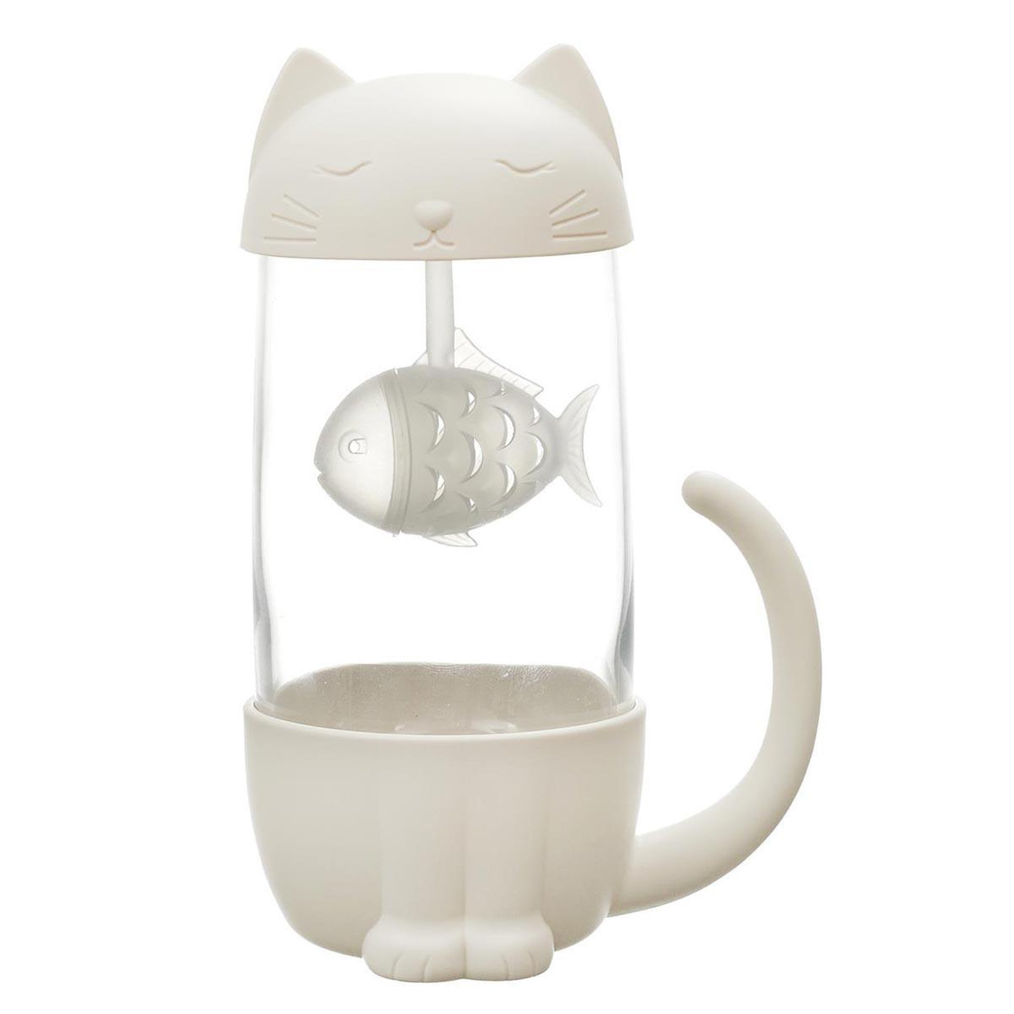 The concept Factory Mug Infuseur à Thé  Poisson Chat  30cl Blanc