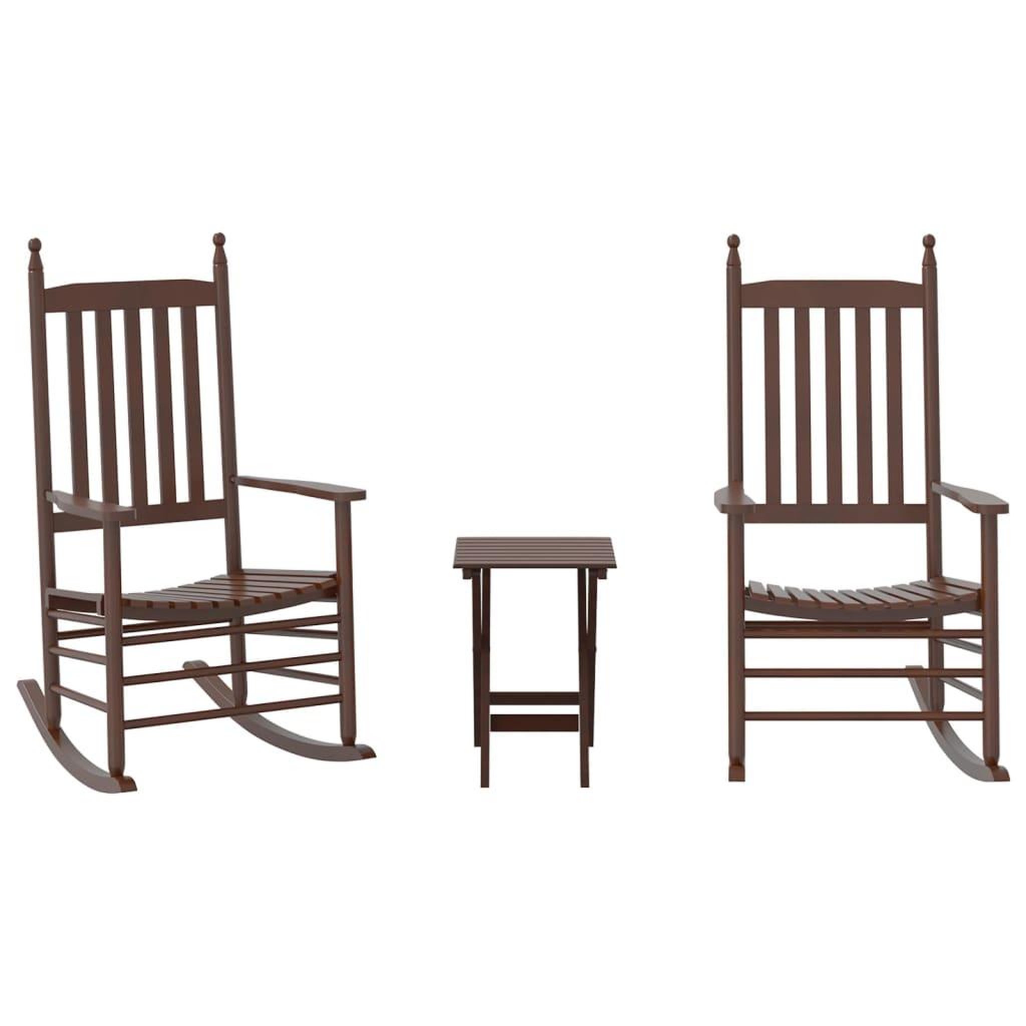 Voir la diapositive 2 : VIDAXL Chaises a bascule lot de 2 table pliable marron massif peuplier