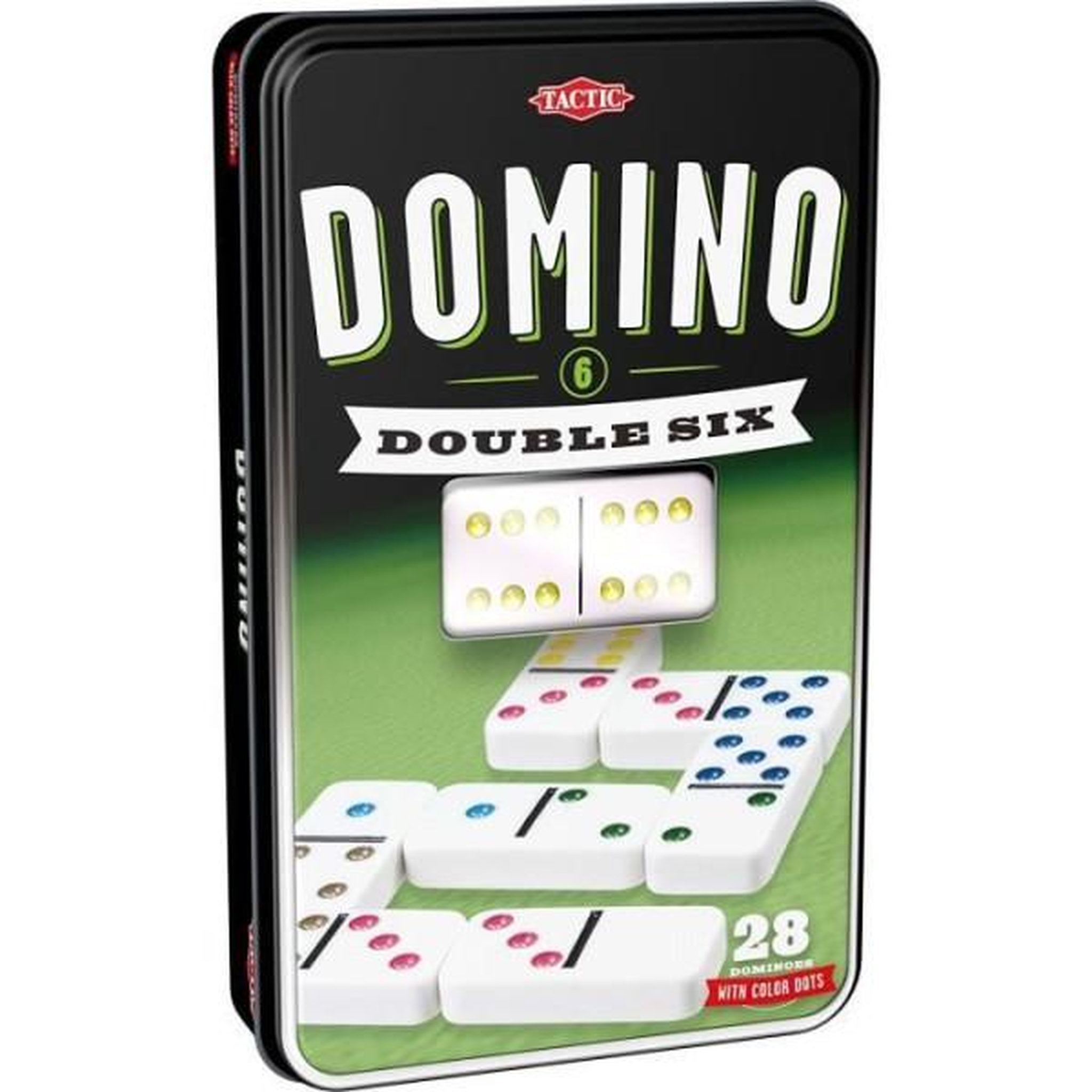 Tactic Jeu de dominos tactic double 6 en boîte métal - garçon et fille - a partir de 5 ans