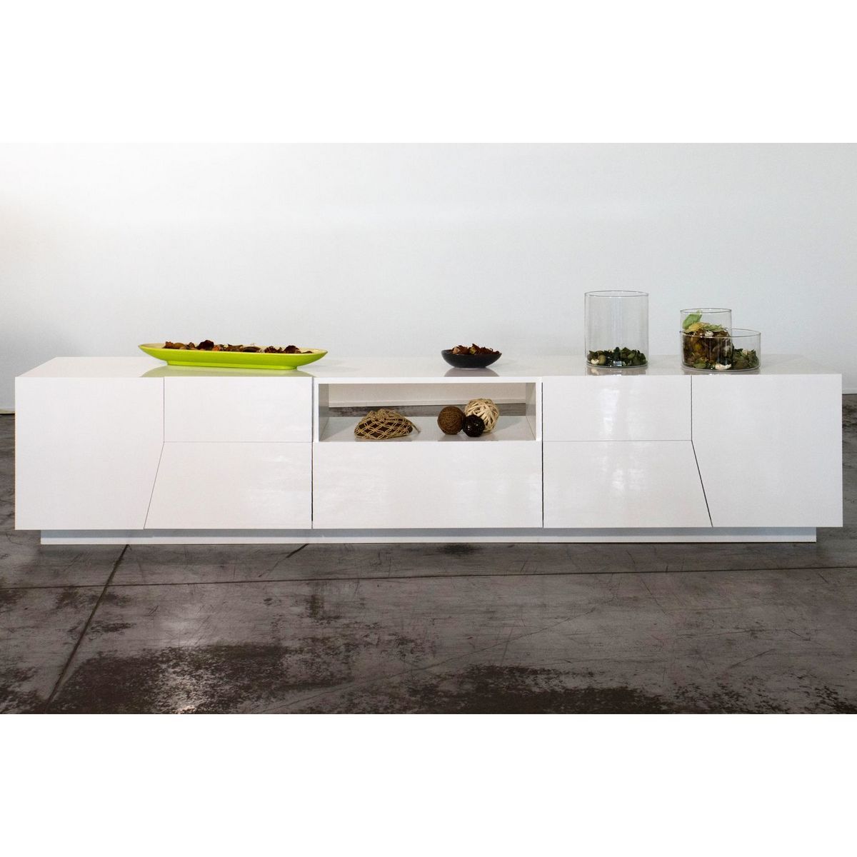 Meuble TV moderne 4 portes 2 tiroirs L220cm SORRENTE