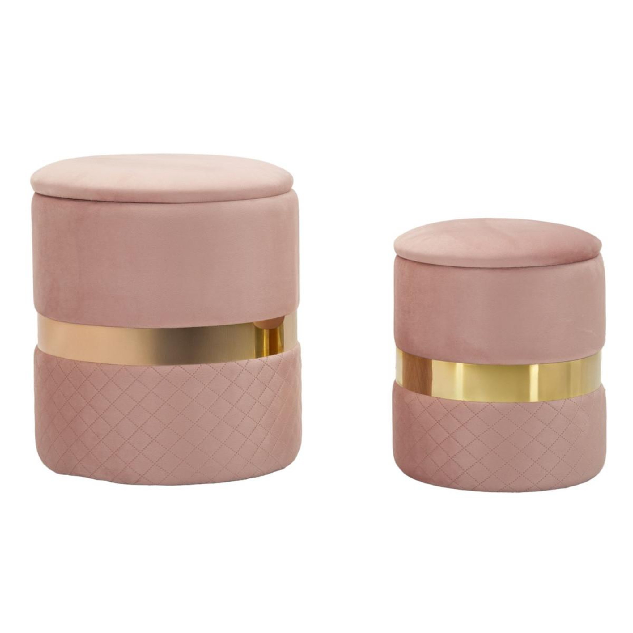 Paris Prix Lot de 2 poufs coffres  sheffild  42cm rose & or