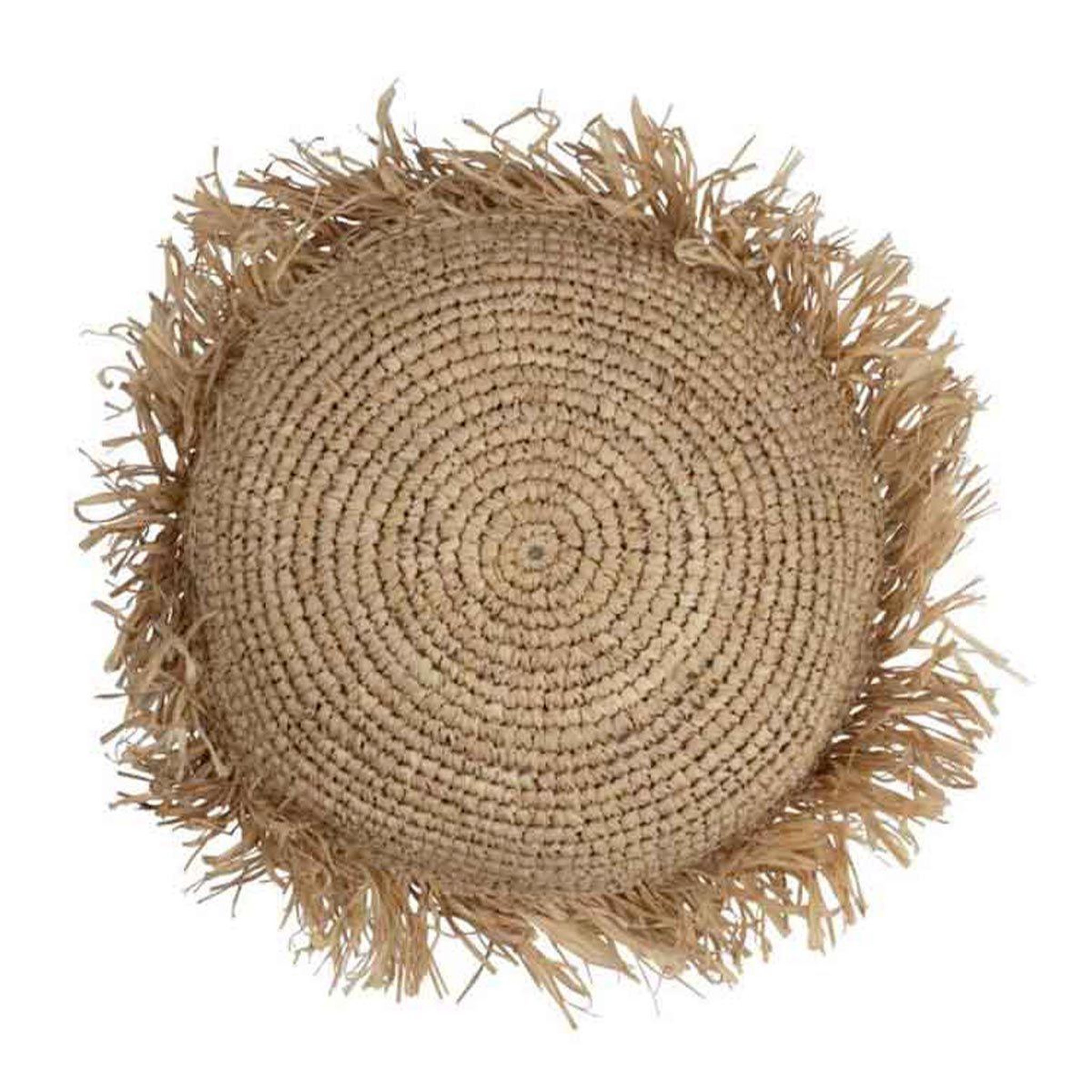 J-LINE Coussin Déco en Raphia  Jeff  40cm Naturel