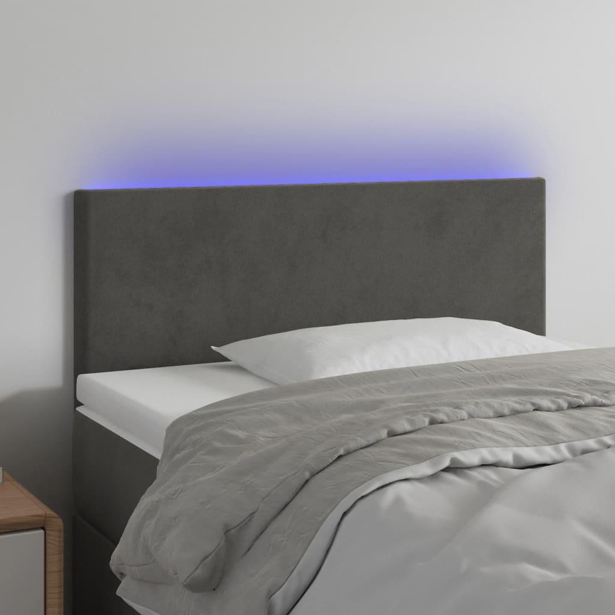 Voir la diapositive 1 : VIDAXL Tete de lit a LED Gris fonce 80x5x78/88 cm Velours