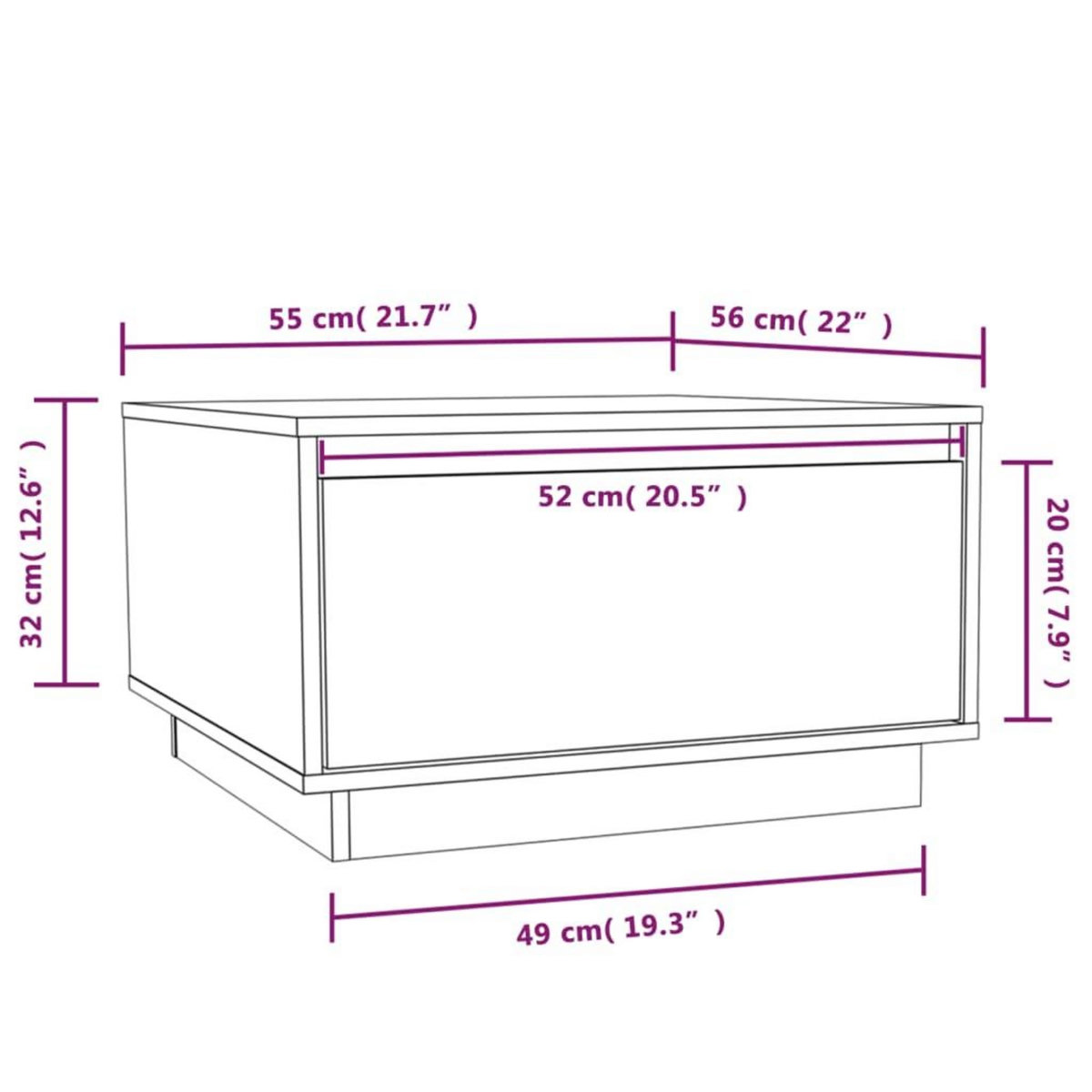 VIDAXL Table basse Gris 55x56x32 cm Bois massif de pin