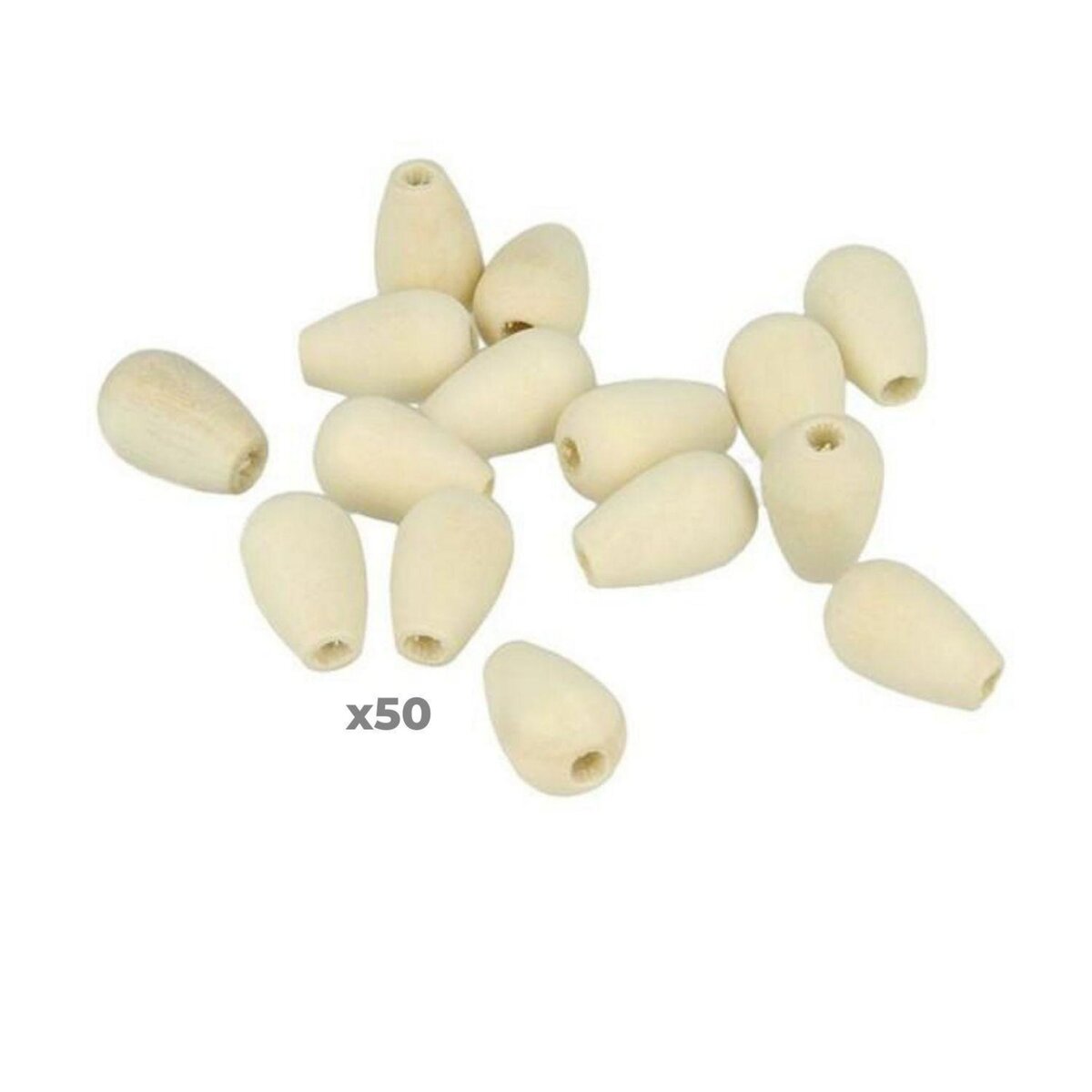 Artemio 50 perles en bois gouttes 18 x 12 mm
